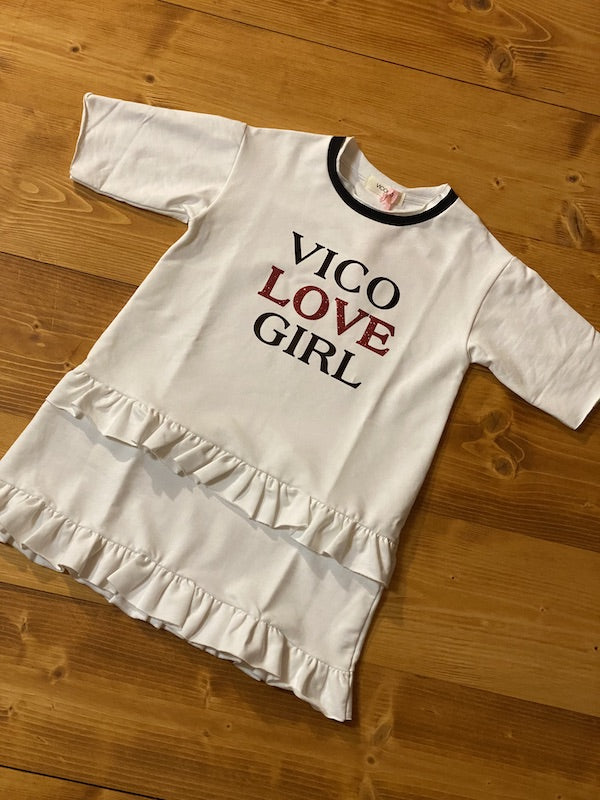 Vestito Bambina Vicolo in felpa "Vico Love Girl " con rouches Anni 2,10