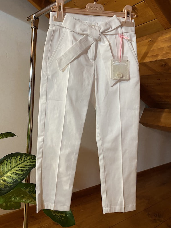 Pantalone Bianco Bambina Vicolo con fiocco ANNI 10 e 14
