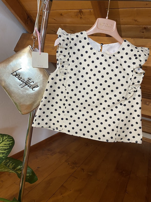Camicia smanicata Pois Vicolo Bambina Anni 4,6,12