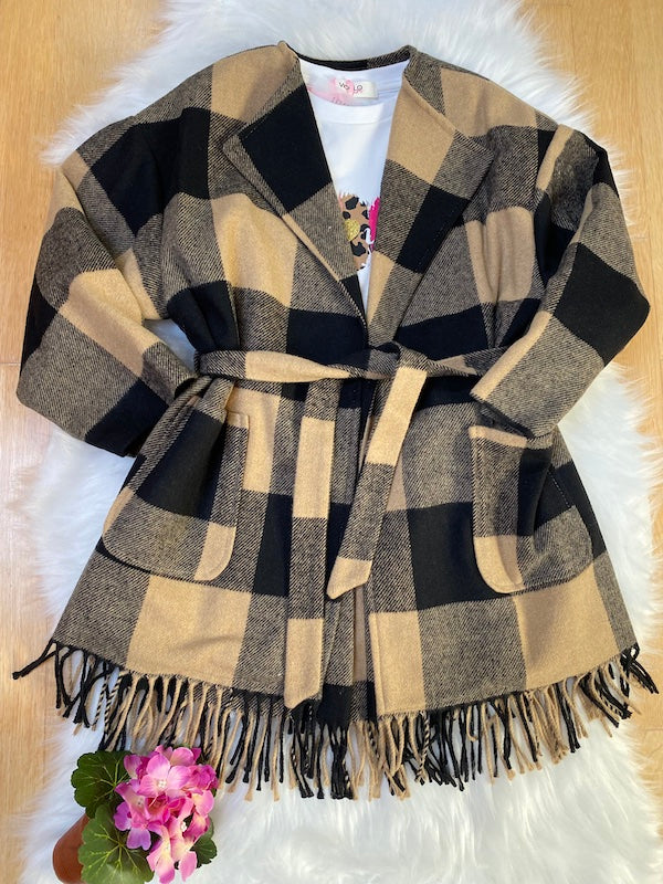 Trench Bambina Vicolo Girl fantasia Quadri con Frange Anni 8