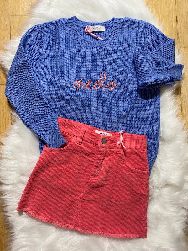 Mini Gonna da Bambina in velluto rigato Vicolo Girl