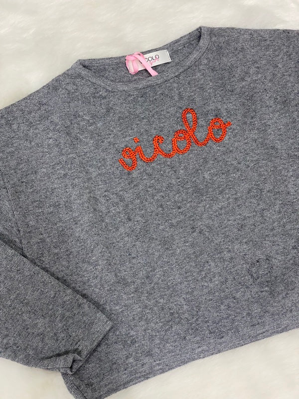 Maglioncino Vicolo Girl con ricamo logo a contrasto Anni 8