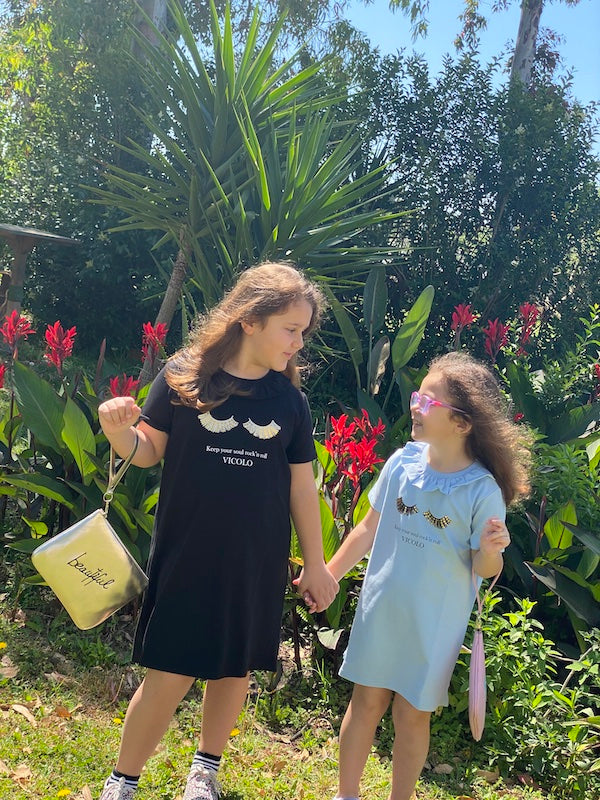Abito Bambina Vicolo Girl Motivo Ciglia Anni 2