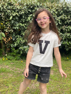 Shorts Bambina in denim di cotone con Stelle Vicolo Girl Anni 6