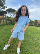 Tshirt corta in cotone Bambina annodare davanti Vicolo Girl Anni 6 e 8