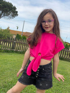 Tshirt corta in cotone Bambina annodare davanti Vicolo Girl Anni 10
