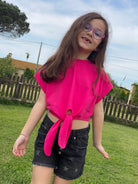 Tshirt corta in cotone Bambina annodare davanti Vicolo Girl Anni 10