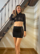 Completo Mini Gonna e Camicia Crop in PIzzo