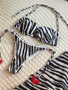 Bikini reggiseno e slip laccetti brasiliano regolabile Striped Effek