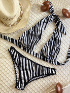 Bikini triangolo Marylin e slip fianco fisso Striped Effek Taglia L