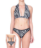 Bikini triangolo Marylin e slip fianco fisso Striped Effek Taglia L