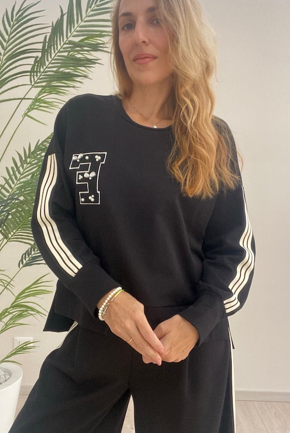 Felpa Girocollo Bande Laterali Susy Mix