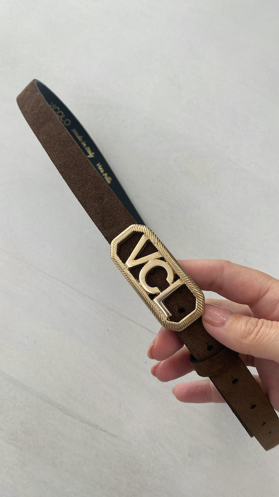 Cintura Scamosciata Moro Vicolo con Fibbia Dorata VCL