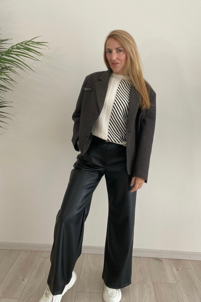 Pantalone Palazzo Effetto Pelle Vicolo