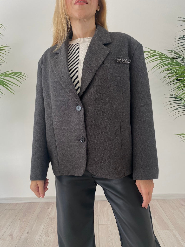 Giacca Oversized Cropped Spinato VICOLO