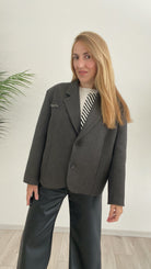 Giacca Oversized Cropped Spinato VICOLO