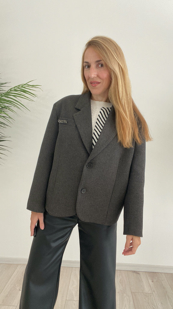 Giacca Oversized Cropped Spinato VICOLO