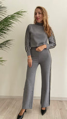 Pantaloni in Maglia con Bande Laterali Susy Mix