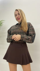 Camicia Over Check con Toppe Ecopelle Vicolo