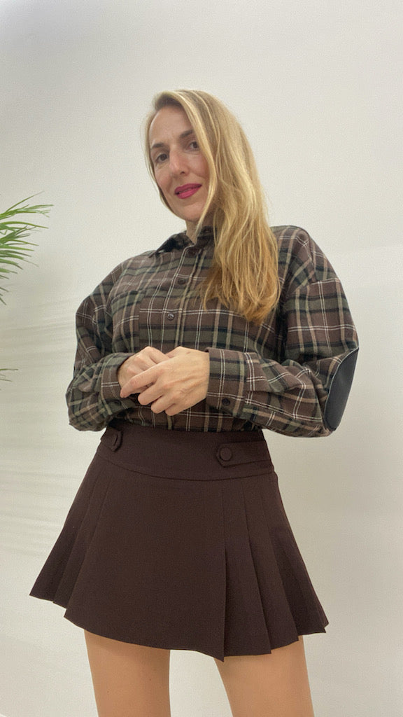 Camicia Over Check con Toppe Ecopelle Vicolo