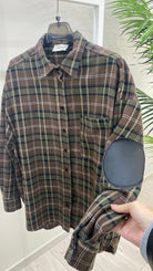 Camicia Over Check con Toppe Ecopelle Vicolo