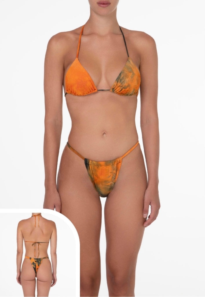 Bikini Donna F**K Triangolo con Slip Brasiliano Fisso Arancio