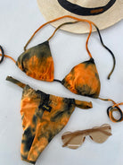 Bikini Donna F**K Triangolo con Slip Brasiliano Fisso Arancio