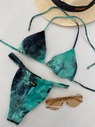 Bikini Donna F**K Triangolo con Slip Brasiliano Fisso Verde Acqua 0501AQ