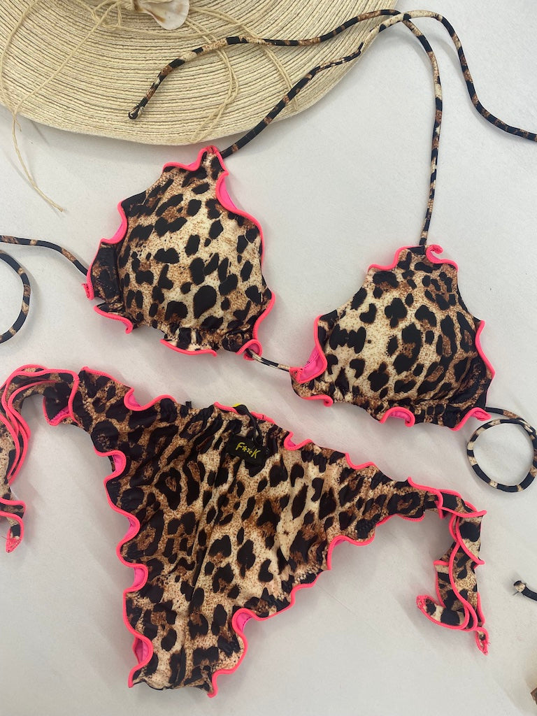 Bikini Donna F**K Triangolo con Slip Regolabile Fantasia 0520-X23