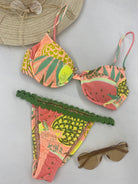 Bikini Donna F**K Reggiseno con Ferretto e Slip Regolabile Fantasia 0622X12