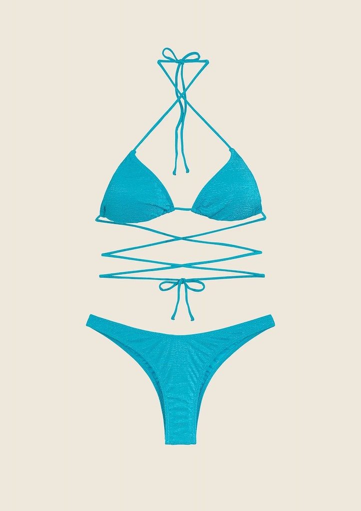 Bikini Donna F**K Triangolo con Slip Americano Fisso Turchese 1141TQ