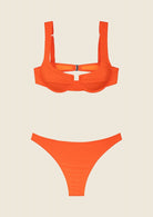 Bikini Donna F**K Reggiseno con Ferretto e Slip Americano Fisso Arancione Fluo 1142FO