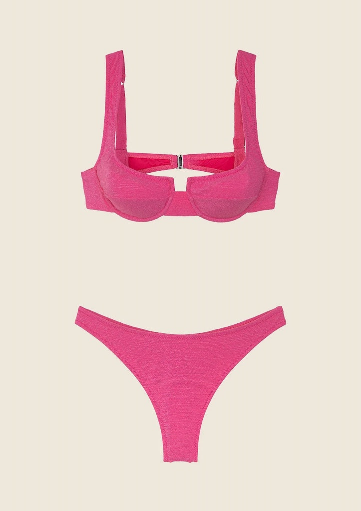 Bikini Donna F**K Reggiseno con Ferretto e Slip Americano Fisso Fucsia 1142FX