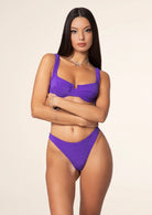 Bikini Donna F**K Reggiseno con Ferretto e Slip Americano Fisso Viola 1142-PR