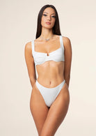 Bikini Donna F**K Reggiseno con Ferretto e Slip Americano Fisso Bianco 1142-WH