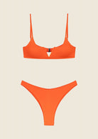 Bikini Donna F**K Top con Ferretto e Slip Americano Fisso Arancione FLuo 1143FO