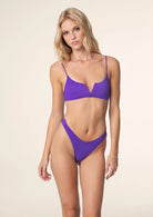 Bikini Donna F**K Top con Ferretto e Slip Americano Fisso Viola 1143PR