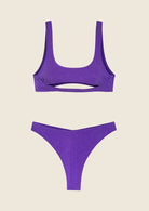 Bikini Donna F**K Top con Slip Vita Alta Viola 1144PR