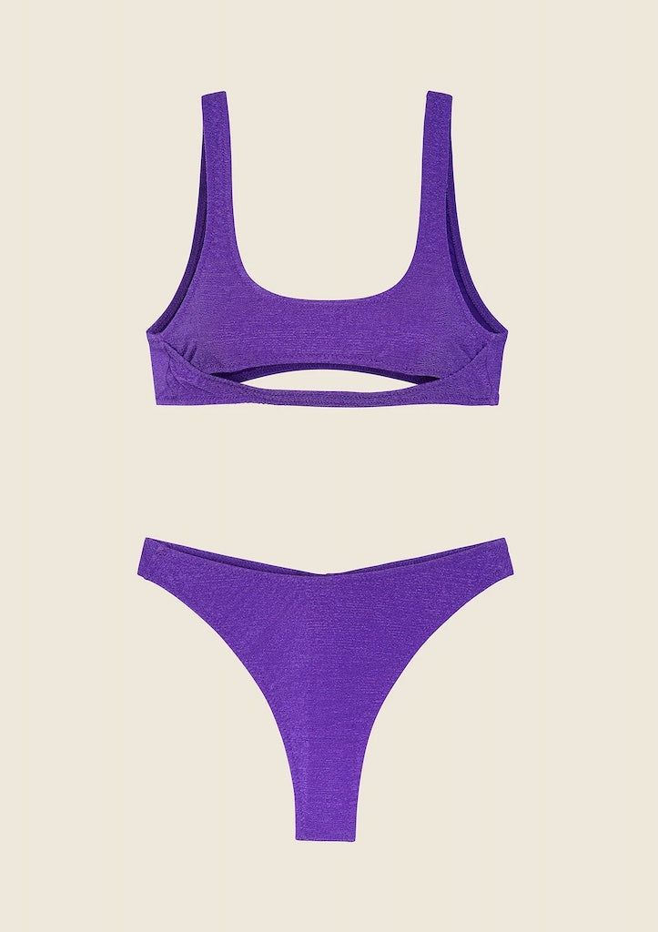 Bikini Donna F**K Top con Slip Vita Alta Viola 1144PR