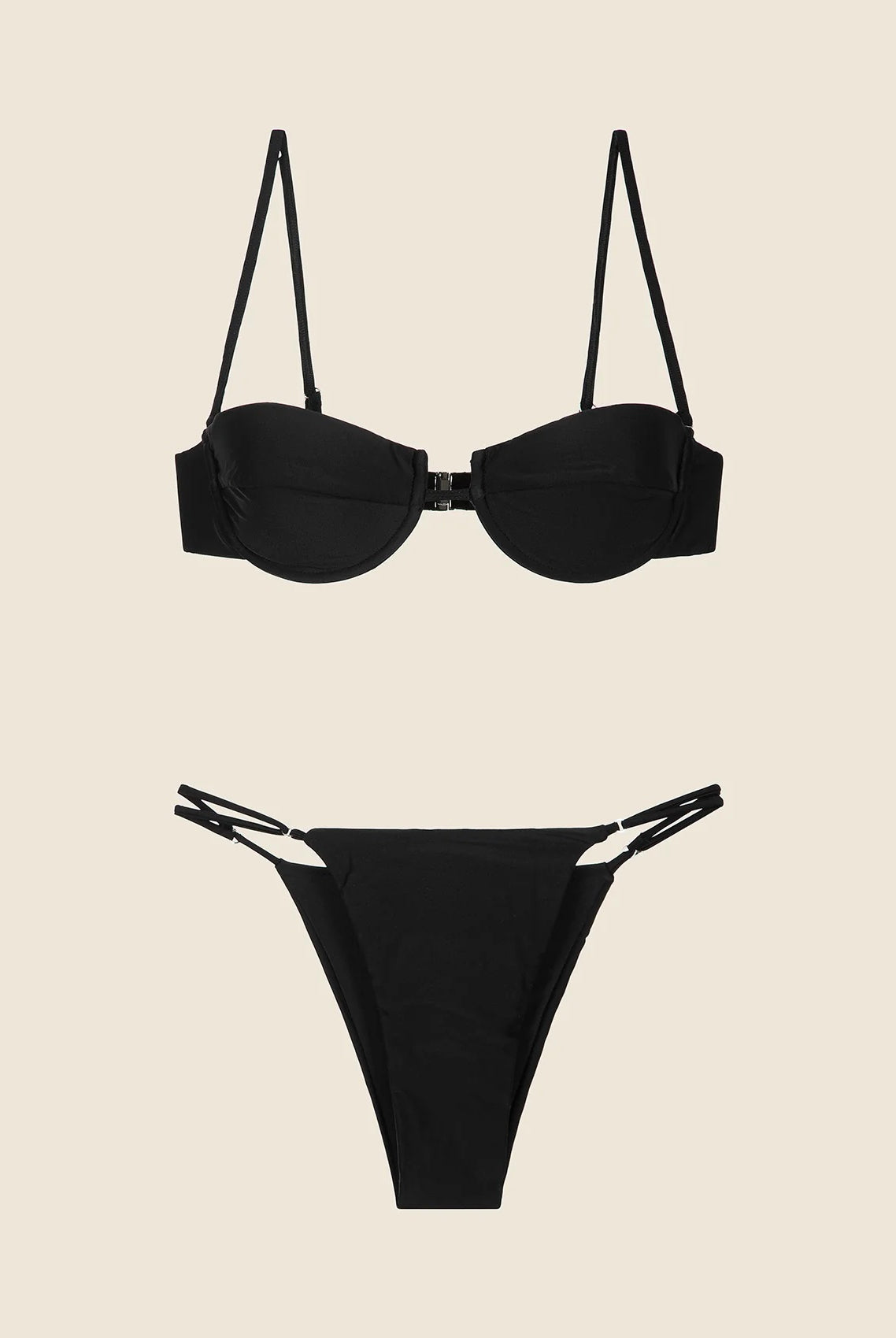 Bikini Donna Me Fui Reggiseno Con Ferretto e Slip Regolabile Nero 0101_BK