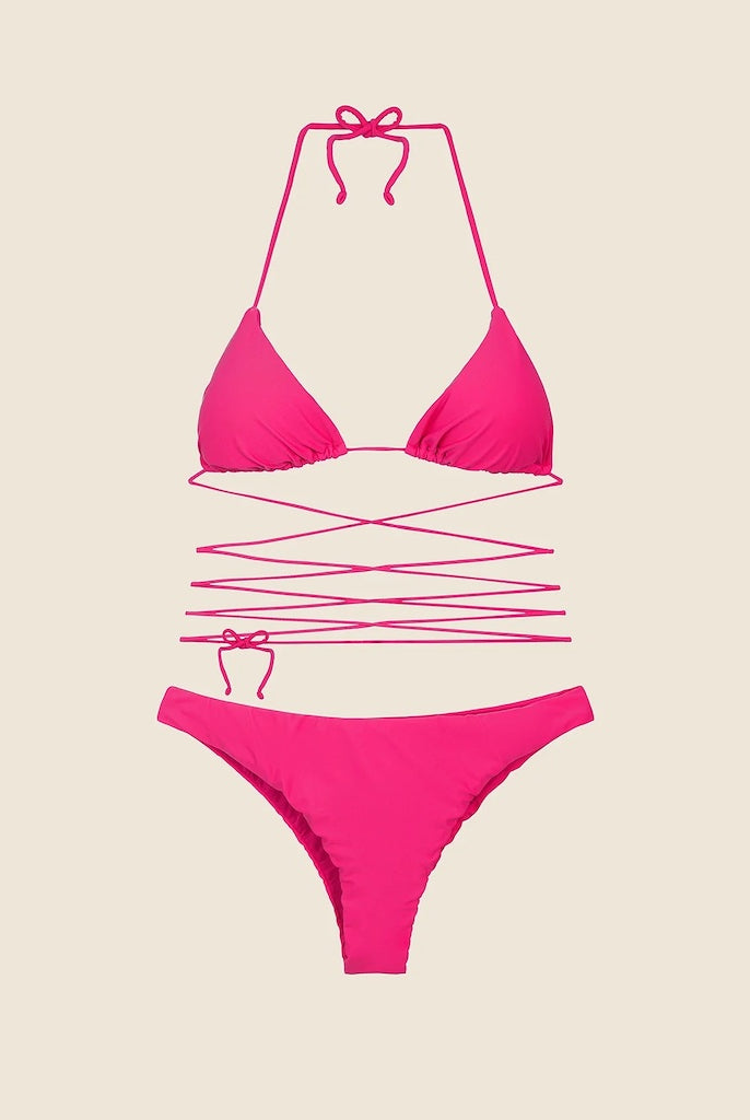 Bikini Donna Me Fui Triangolo con Slip Fisso Fucsia 0100_FX
