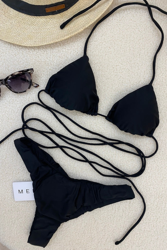 Bikini Donna Me Fui Triangolo con Slip Fisso Nero 0100_BK