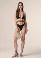 Bikini Donna Me Fui Triangolo con Slip Fisso Nero 0100_BK
