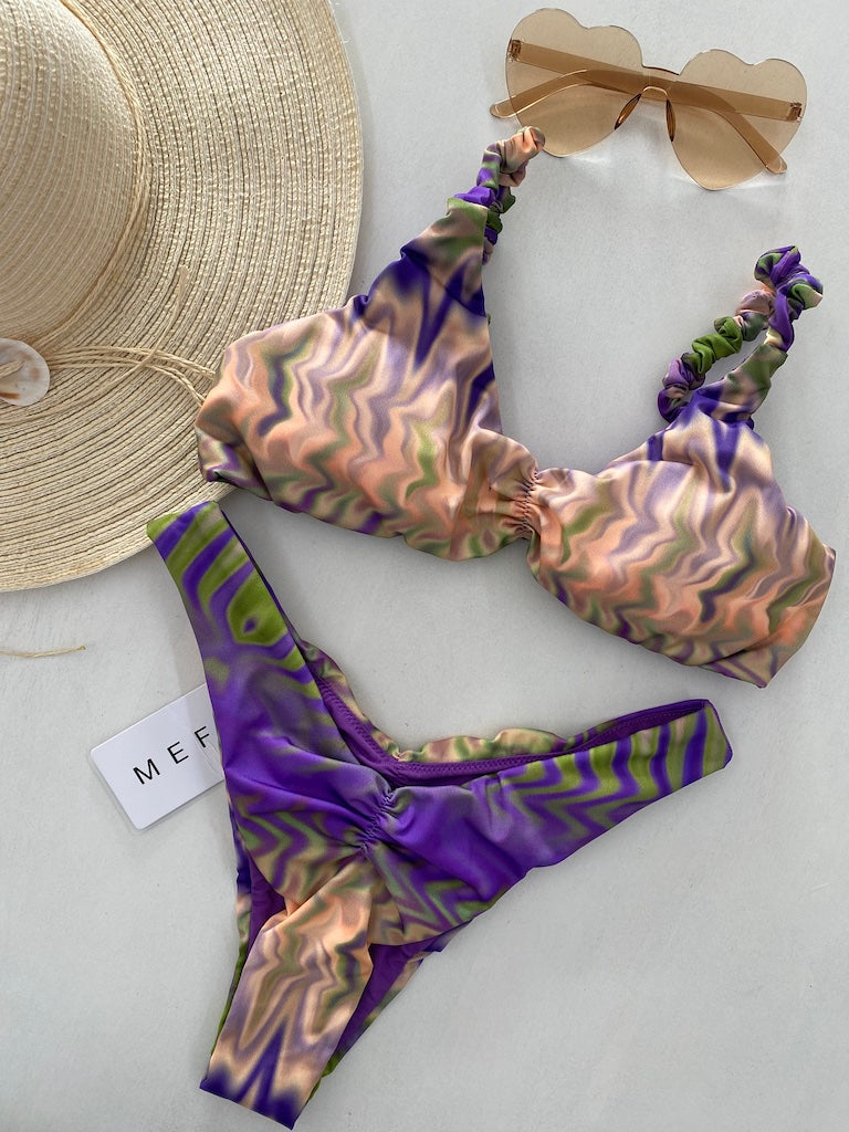 Bikini Donna Me Fui Top Con Slip Americano Fisso Fantasia 0431X20