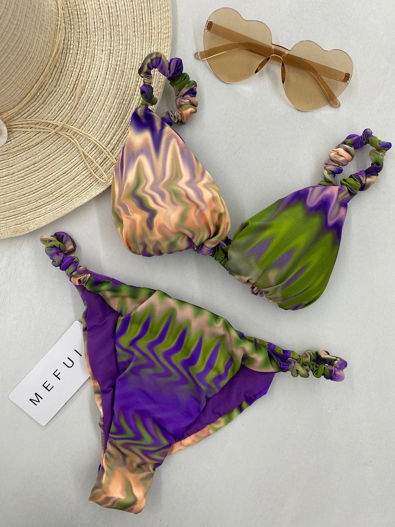 Bikini Donna Me Fui Triangolo Con Slip Fisso Fantasia 0430X20