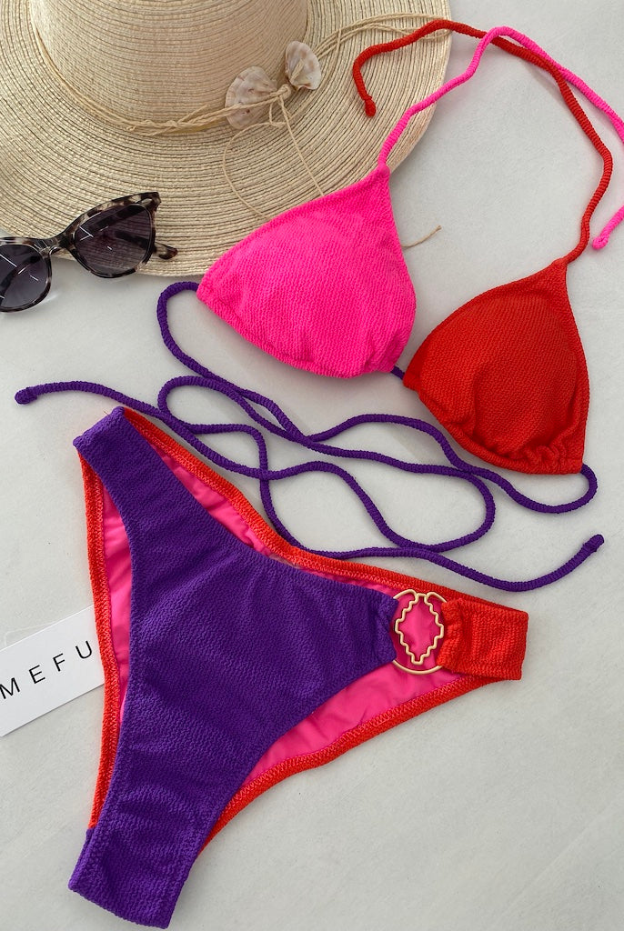 Bikini Donna Me Fui Triangolo con Slip Fisso Color Block 0500RD