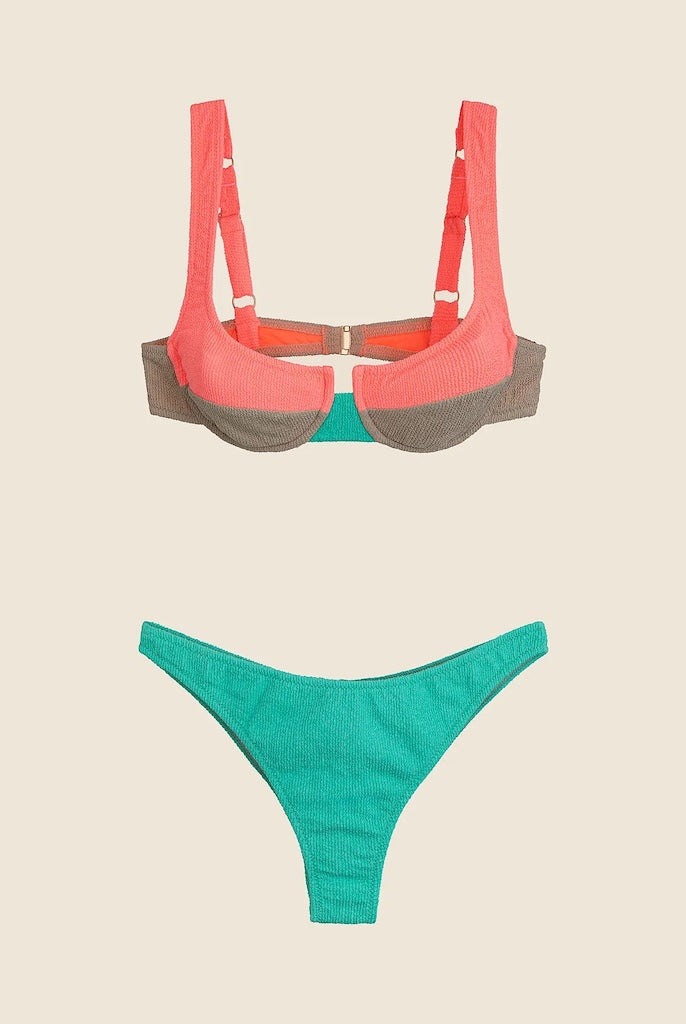 Bikini Donna Me Fui Reggiseno con Ferretto e Slip Americano Fisso Color Block 0502CR