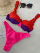 Bikini Donna Me Fui Reggiseno con Ferretto e Slip Americano Fisso Color Block 0502RD