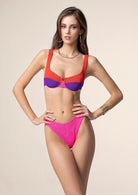 Bikini Donna Me Fui Reggiseno con Ferretto e Slip Americano Fisso Color Block 0502RD