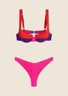 Bikini Donna Me Fui Reggiseno con Ferretto e Slip Americano Fisso Color Block 0502RD